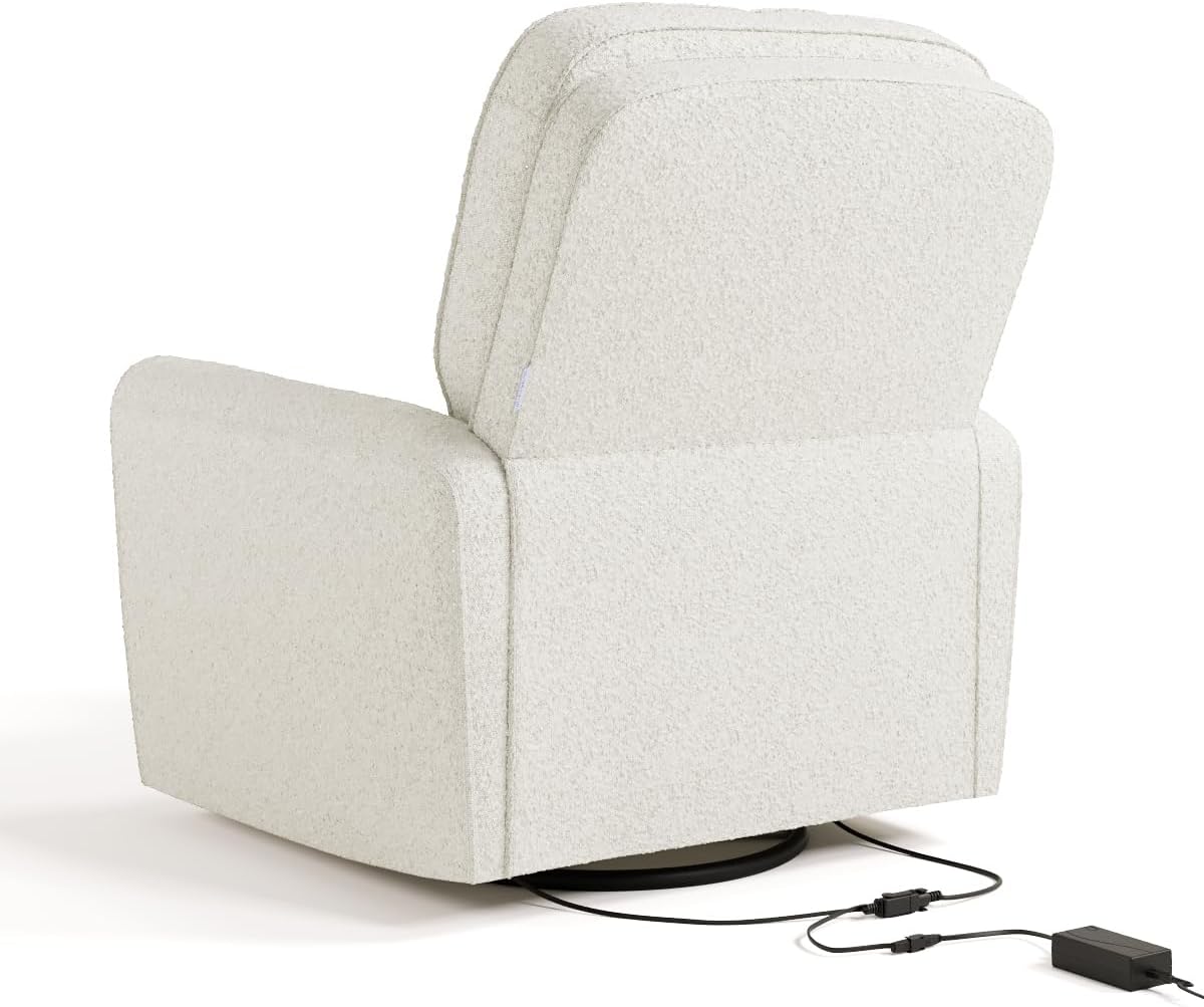 Storkcraft Amalfi Deluxe Power Recliner Swivel Glider – Premium Electronic Nursery Rocking Chair, Oeko-TEX 100 Certified, Includes Dual-USB Charging Port with USB-A & USB-C (Black Boucle)