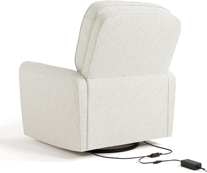 Storkcraft Amalfi Deluxe Power Recliner Swivel Glider – Premium Electronic Nursery Rocking Chair, Oeko-TEX 100 Certified, Includes Dual-USB Charging Port with USB-A & USB-C (Black Boucle)