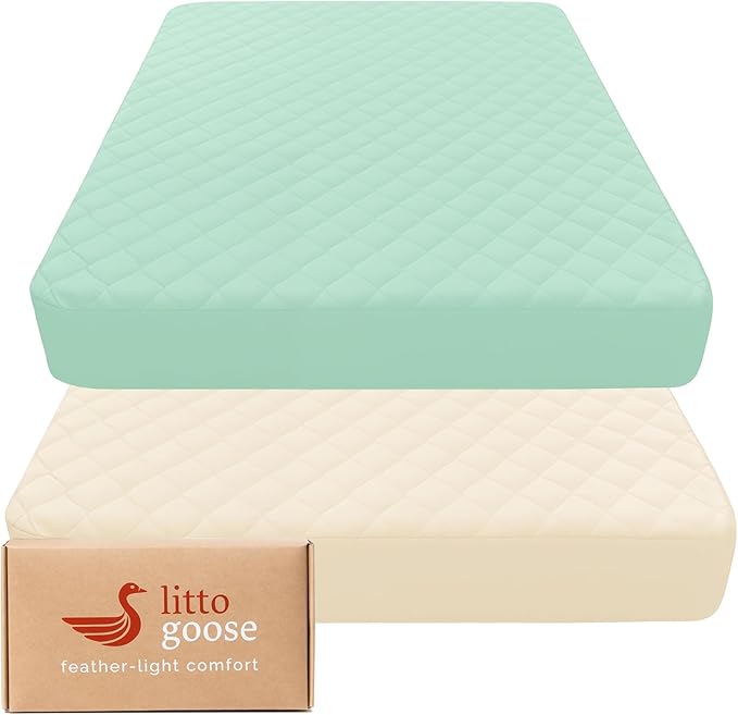 Quilted Crib Mattress Protector (2-Pack), Soft Toddler Mattress Pad Cover, Fits Standard Baby Crib Mattress 52x28''