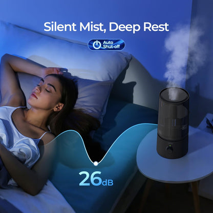 raydrop Cool Mist Humidifiers for Home Babies, 1.70 L Quiet and Small Ultrasonic Humidifier for Bedroom Nightstand, Space Saving, Auto Shut Off - (0.45 Gallon, US 110 V)