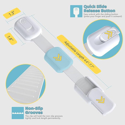 4our Kiddies 14 Pack Child Proof Cabinet Locks for Baby Proofing, Baby Proof Drawer Locks for Kids, Child Safety, Adjustable Child Locks for Cabinet and Drawers with 12 Extra 3M Adhesives, No Drilling