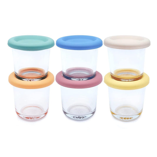 Elk and Friends 4oz Borosilicate Glass Baby Food Storage Jars with Silicone Lid | Strong Glass | Set of 12 | Microwave, Oven & Dishwasher Safe | Infant and Babies