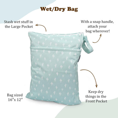 MK 3.0 Baby Cloth Diapers with 6 Inserts Bundle, with Bboo Liners, 5-Layer Bboo Inserts (6 Pack), Wet Bags and Pail Liners.