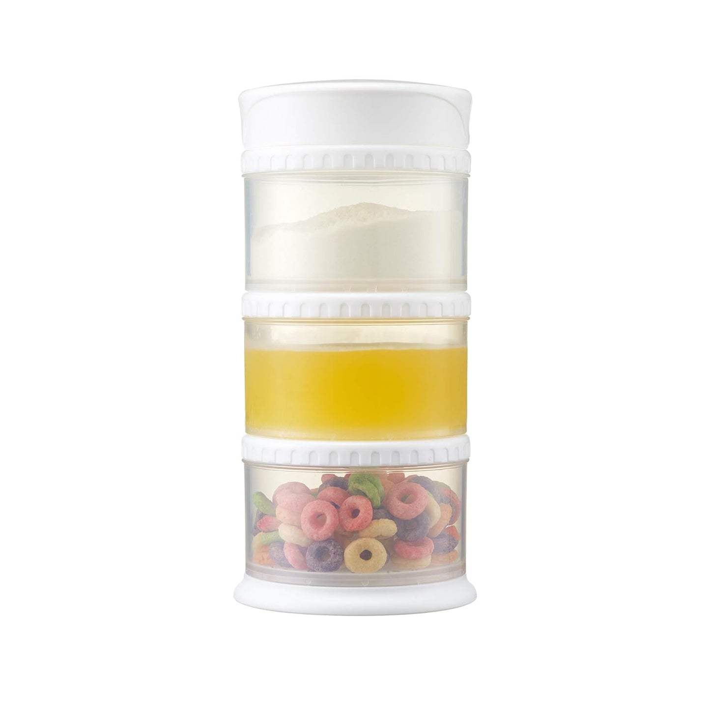 Innobaby Packin' Smart Stackable and Portable Storage System for Formula, Liquid, Baby Snacks and More. 3 Stackable Cups in Strawberry. BPA Free., 12 Ounce