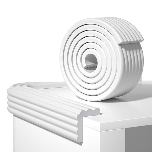 Edge Protector,Baby Proofing Baby Edge Protector Strip Safety,Soft Rubber Foam Padding,Edge Corner Guards Protector Corner Edge Bumpers for Furniture (White, 6.56Ft x 3.15" W x 0.31" Th)