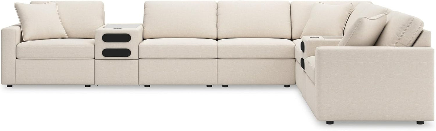 Signature Design by Ashley Modmax Coastal Press-Back Swivel Glider Rocker Recliner with Machine Washable Cover, Hidden Storage Compartments and 2 Bolster Pillows, Beige - Colors A