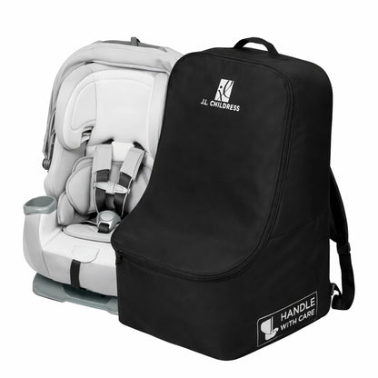 J.L. Childress Padded Backpack Car Seat Bag - Car Seat Travel Bag for Airplane, Cover Fits Most Baby & Infant Carriers & Boosters, Airport Accessories for Gate Check or Baggage Check - Ultimate, Black