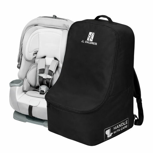 J.L. Childress Padded Backpack Car Seat Bag - Car Seat Travel Bag for Airplane, Cover Fits Most Baby & Infant Carriers & Boosters, Airport Accessories for Gate Check or Baggage Check - Ultimate, Black