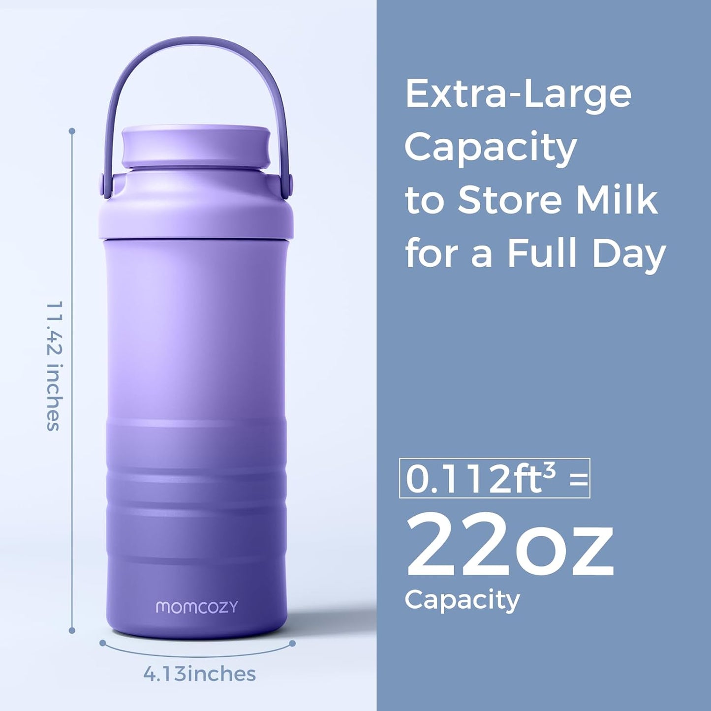 Momcozy 22oz Portable Breast Milk Cooler for Outdoor, Life Saver with 360° Total Cooling for 24 Hours, Larger Capacity Travel Breastmilk Chiller with 2pcs Baby Bottles for Breastmilk Storage