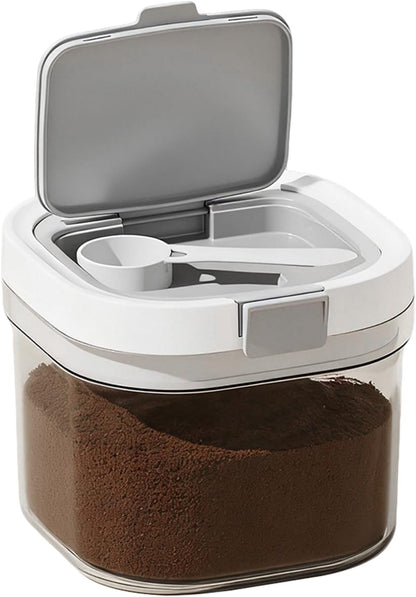 Airtight Coffee Canister-27oz Sugar and Dry Food Container BPA Free with Spoon and Layered Storage for Grounds Coffee, Beans, Tea, Sugar, Flour, Cereal,Formula