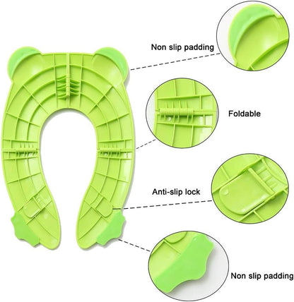 Toilet Potty Training Seat Cover, Travel Toilet Seat, Folding Non Slip Silicone Pads, Travel Portable Reusable Kids Toddlers Boys Girls, Carry Bag (Yellow - Duck)