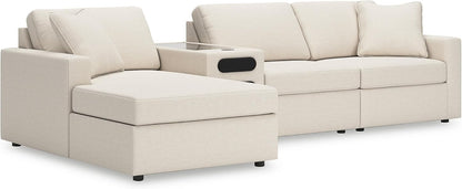 Signature Design by Ashley Modmax Coastal Press-Back Swivel Glider Rocker Recliner with Machine Washable Cover, Hidden Storage Compartments and 2 Bolster Pillows, Beige - Colors A