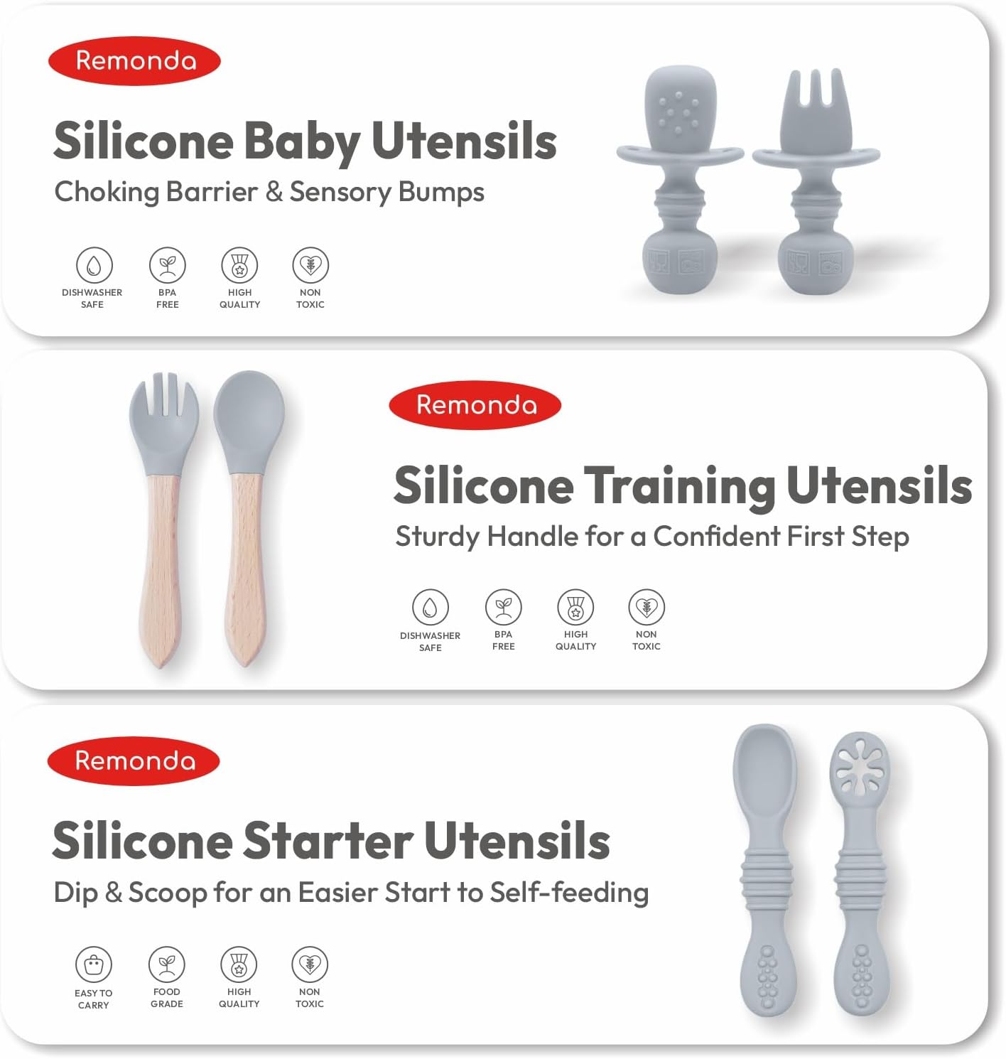 Remonda 23-Piece BPA-Free Silicone Baby Feeding Set | Extra Large Suction Plates, Toddler Bowls, Self Feeding Spoons, and More | Dishwasher Safe| Baby Led Weaning Supplies (Green）01