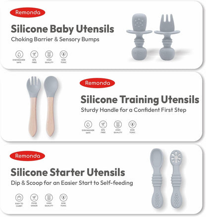 Remonda 23-Piece BPA-Free Silicone Baby Feeding Set | Extra Large Suction Plates, Toddler Bowls, Self Feeding Spoons, and More | Dishwasher Safe| Baby Led Weaning Supplies (Green）01