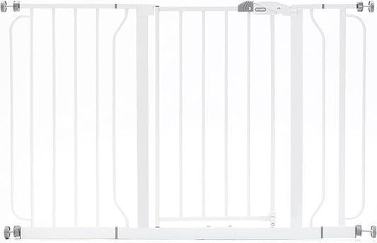 Regalo Safety 29-49" Easy Step Extra Wide Baby Gate for Doorways & Bottom of Stairs, Pressure Mounted Safety Gate with Door for Babies, Toddlers & Pets, White