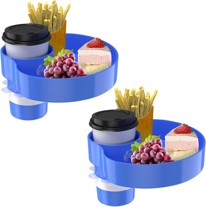 [2 Packs] Kids Car Seat Tray, Travel Tray with Cup Holder for Toddler Baby, Kids Car Seat Food Snack Organizer for Road Trip, Stroller snack tray travel must haves - Black