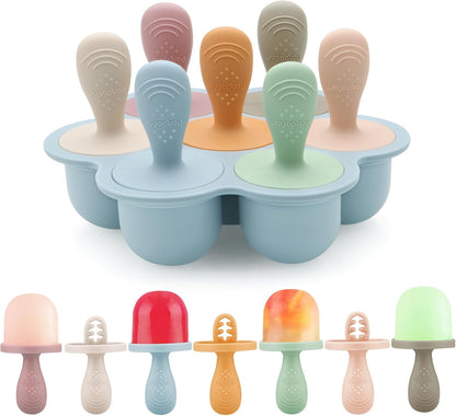 PandaEar Silicone Popsicle Molds for Toddlers, Mini Breastmilk & Fruit Juice Freezer Mold with Sticks, 7-Cavity Baby Ice Pop Maker, BPA Free & Easy to Clean