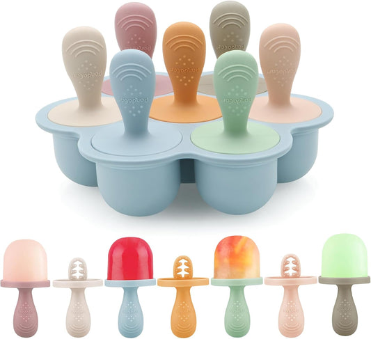 PandaEar Silicone Popsicle Molds for Toddlers, Mini Breastmilk & Fruit Juice Freezer Mold with Sticks, 7-Cavity Baby Ice Pop Maker, BPA Free & Easy to Clean