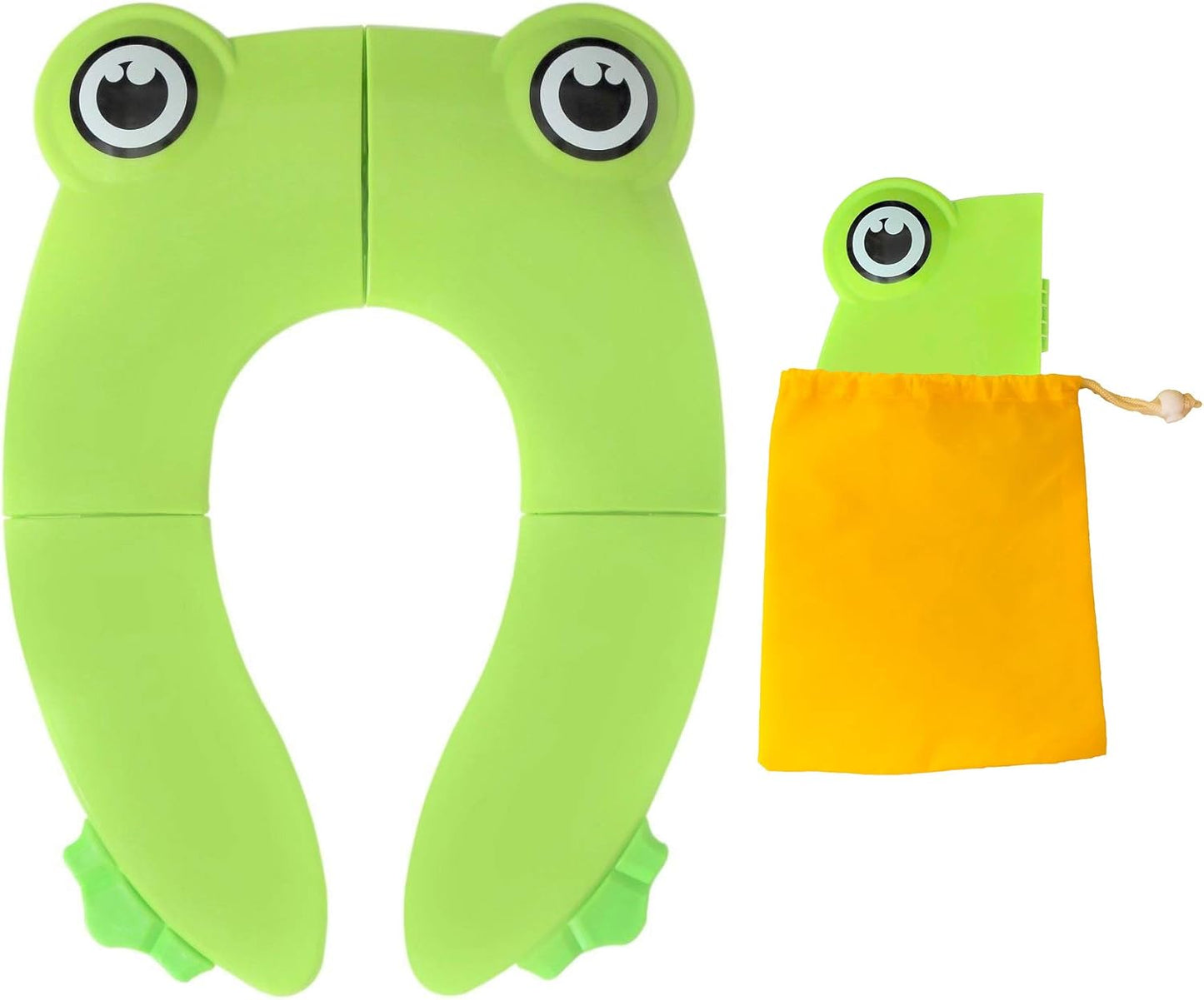 Toilet Potty Training Seat Cover, Travel Toilet Seat, Folding Non Slip Silicone Pads, Travel Portable Reusable Kids Toddlers Boys Girls, Carry Bag (Yellow - Duck)