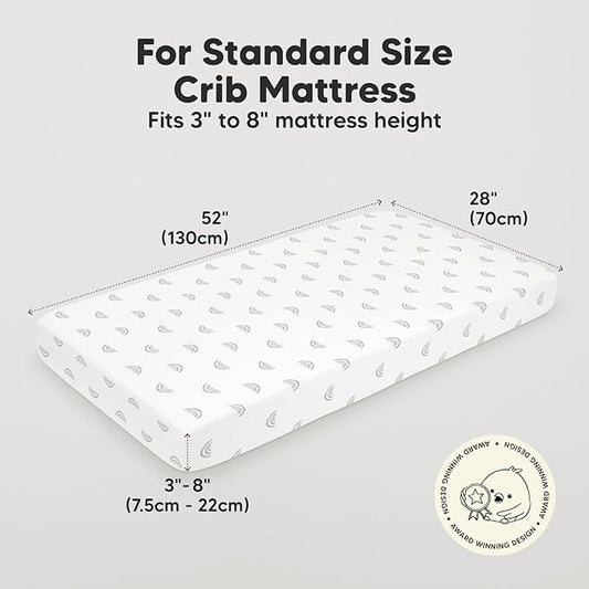 KeaBabies 2-Pack Organic Crib Sheets for Boys, Girls - 52x28 Fitted Crib Mattress Sheet Neutral, Breathable Jersey Cotton Cover for Baby Bed, Toddler Mattress, Soft & Cute Prints (Rainbow)