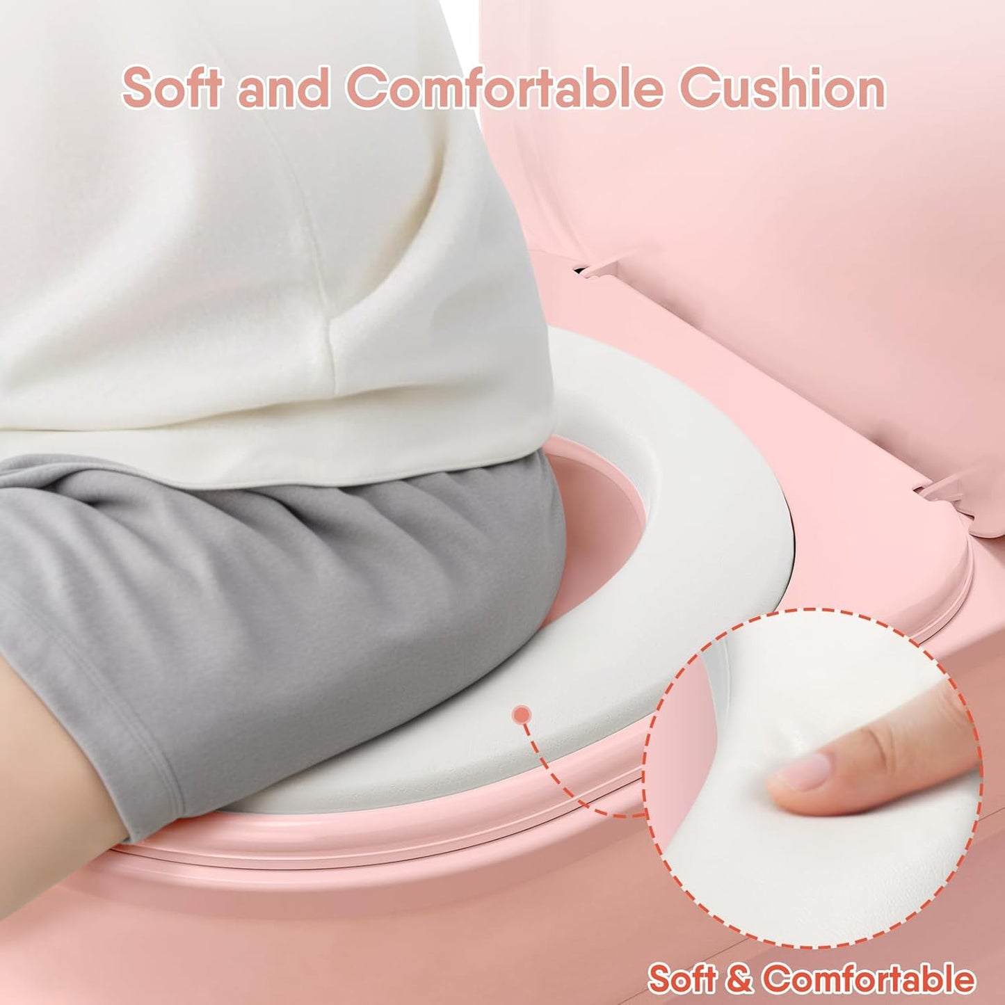 CheerTry 2-in-1 Toddler Potty Training Toilet - Larger Potty Chair & Detachable Training Seat for Boys & Girls Ages 1-3 with Flushing Sound, Wipes Storage, Toilet Paper Holder
