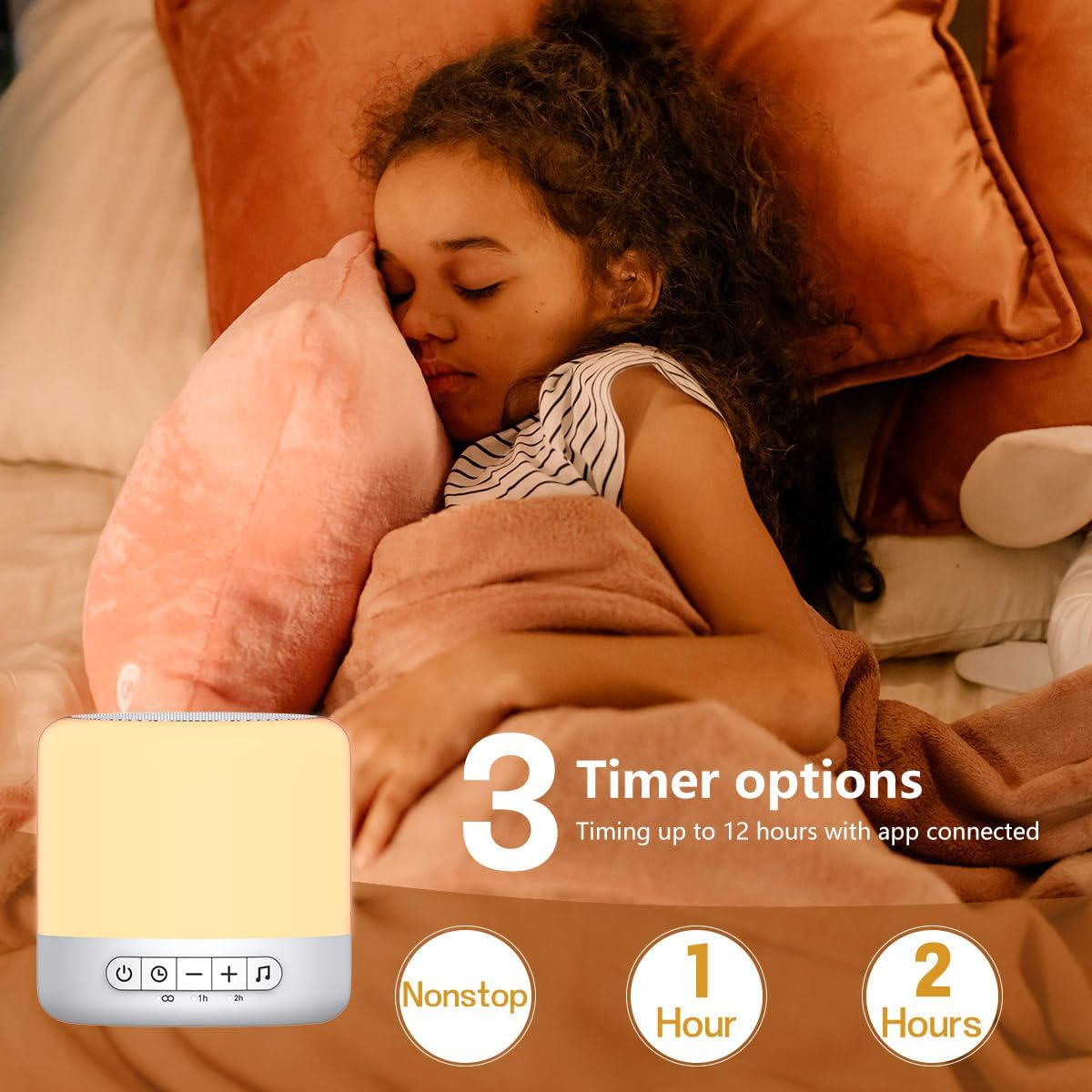Easysleep White Noise Sound Machine with 30 Soothing Sounds 12 Night Light 32 Volume 3 Timers Portable Sleep Sound Machine for Office Travel Noise Canceling Lullaby & Rain Sound for Baby, Adults