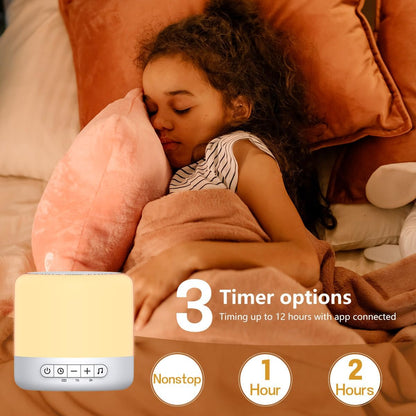Easysleep White Noise Sound Machine with 30 Soothing Sounds 12 Night Light 32 Volume 3 Timers Portable Sleep Sound Machine for Office Travel Noise Canceling Lullaby & Rain Sound for Baby, Adults