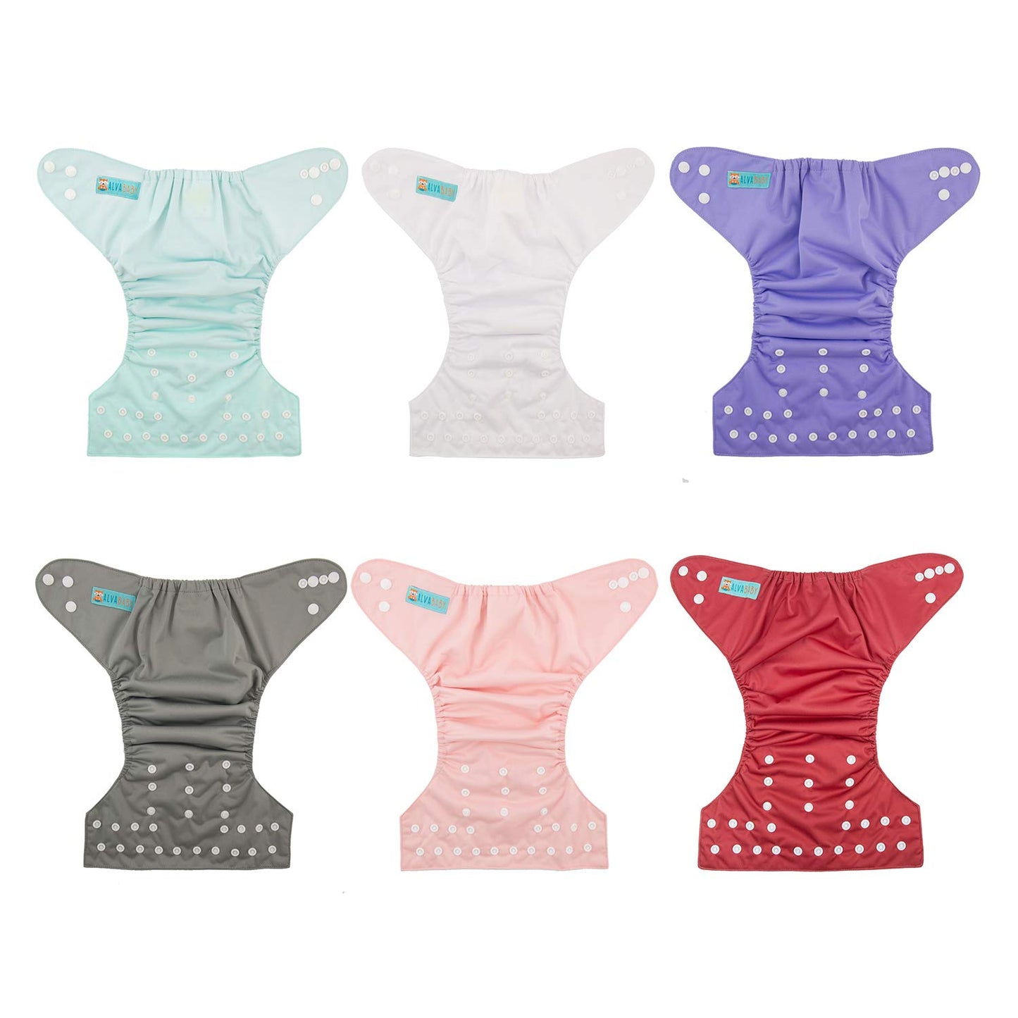 ALVABABY Baby Cloth Diapers 6 Pack with 12 Inserts Cloth Diaper Covers Adjustable Washable Reusable for Baby Girls and Boys