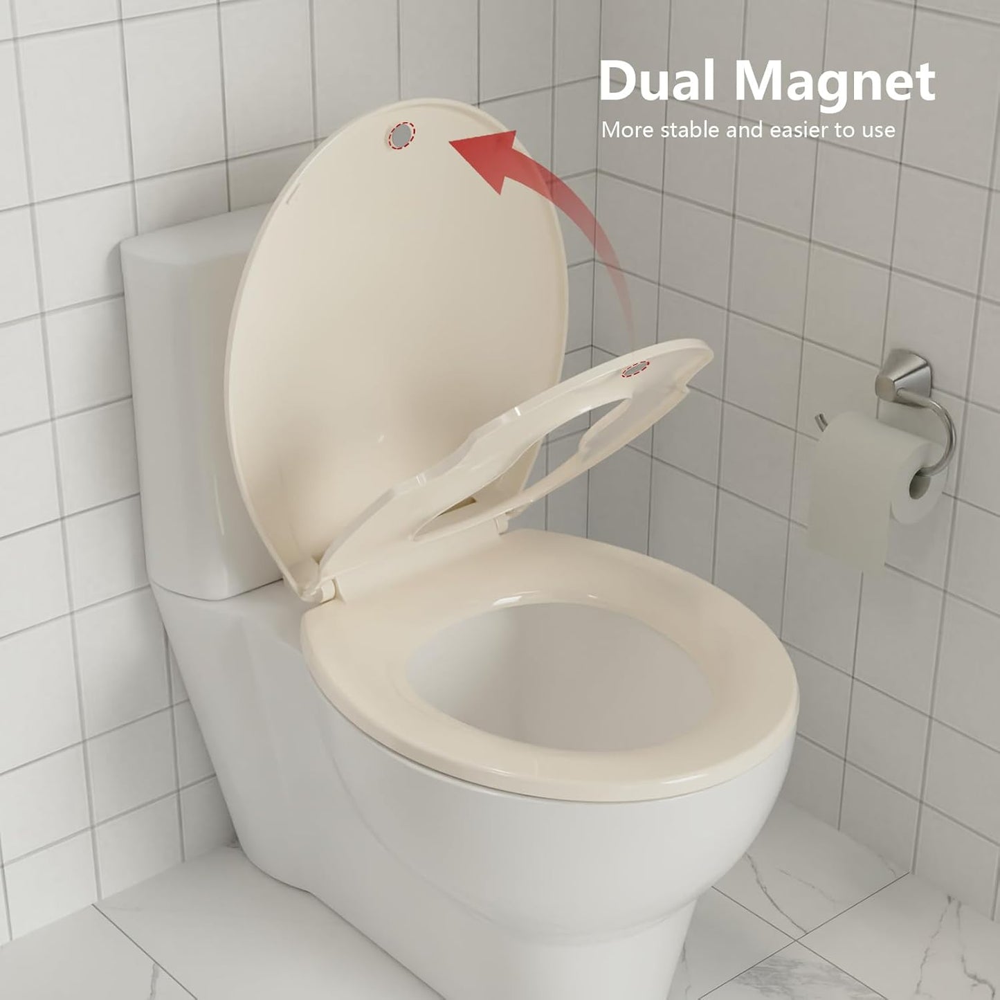 Toilet Seat Round,Toilet Seat with Toddler Seat Built in, Potty Training Toilet Seat Round Fits Both Adult and Child, with Soft Close,Easy Install and Clean - White, Round