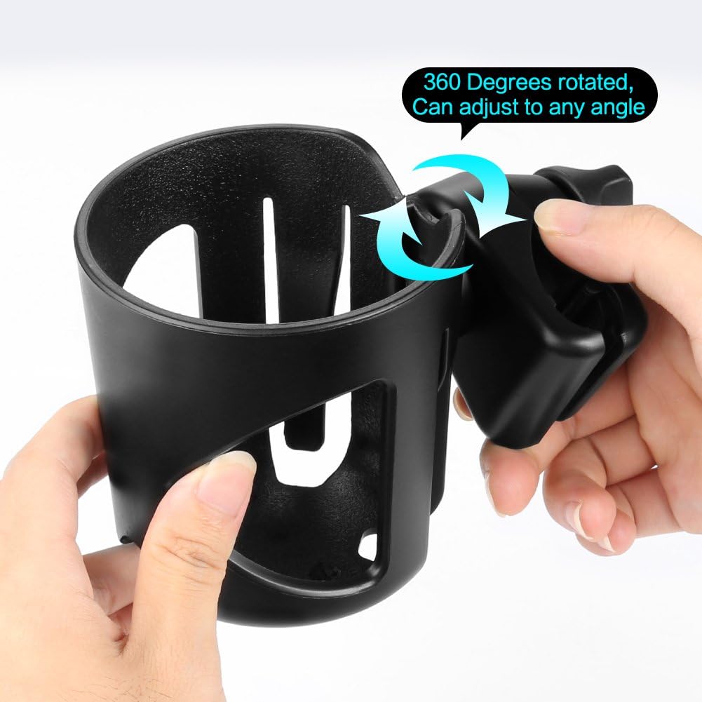 Accmor Universal Cup Holder, Stroller Cup Holder with Phone Holder, 360° Rotatable Large Caliber Designed Bottle Holder for Stroller, Bike, Wheelchair, Walker, Scooter