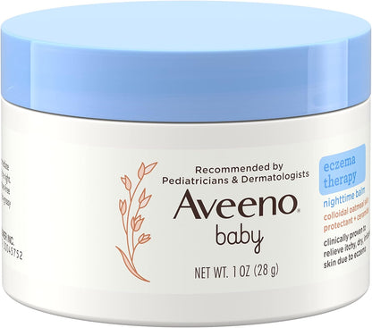 Aveeno Baby Eczema Therapy Nighttime Body Balm, Moisturizing Eczema Treatment, Ceramides, Triple Oat Complex, Soothes Dry, Itchy Skin, Hypoallergenic, Fragrance & Steroid Free, 11oz