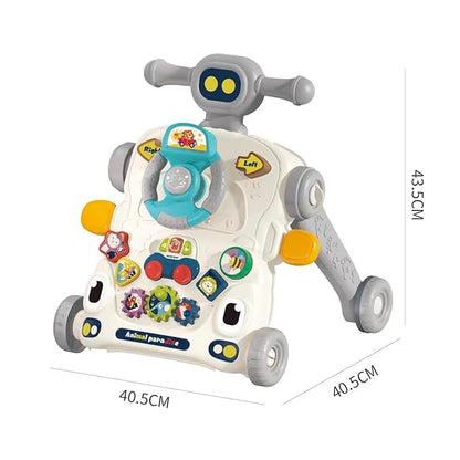 Baby Walker 3 in 1 Sit to Stand Push Walker With Activity Table and Center for Newborn Toddler (Grey)