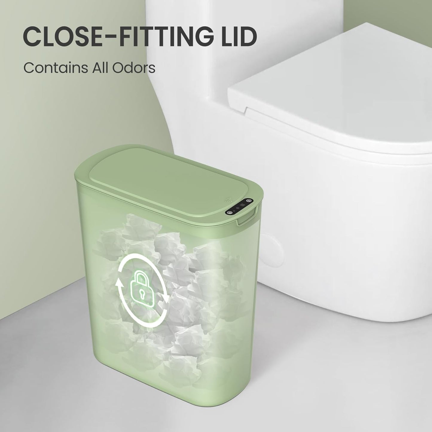 Cesun Automatic Motion Sensor Bathroom Trash Can with Lid, 2.6 Gallon Touchless Trash Bin, Smart Plastic Slim Garbage Can Small White Wastebasket for Toilet, Office, rv, Bedroom, Living Room