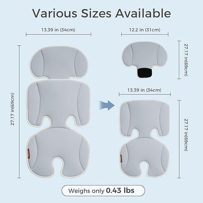 Momcozy Breathable Stroller Seat Liner | Universal Adjustable Soft Pad | Soft & Dry Comfort | Detachable 2-Piece Feel Cooling-Touch Cushion | Fits Strollers, High Chair, Bassinet, Swing