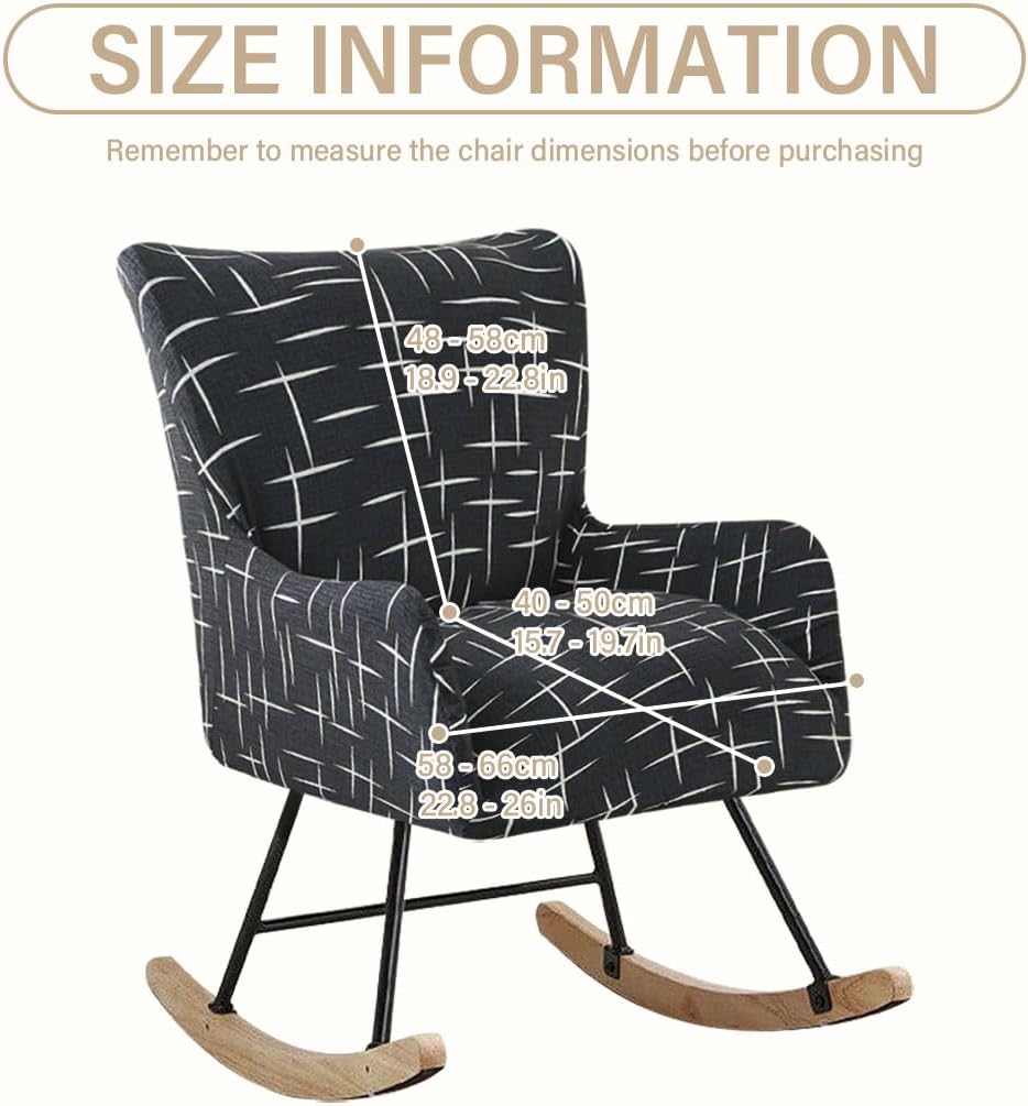 Nursery Rocking Chair Cover Stretchable Glider Chairs Cover Slipcovers Printed Rocking Accent Armchair Slipcover for Living Room Bedroom Offices, 03