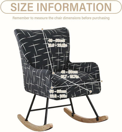Nursery Rocking Chair Cover Stretchable Glider Chairs Cover Slipcovers Printed Rocking Accent Armchair Slipcover for Living Room Bedroom Offices, 03