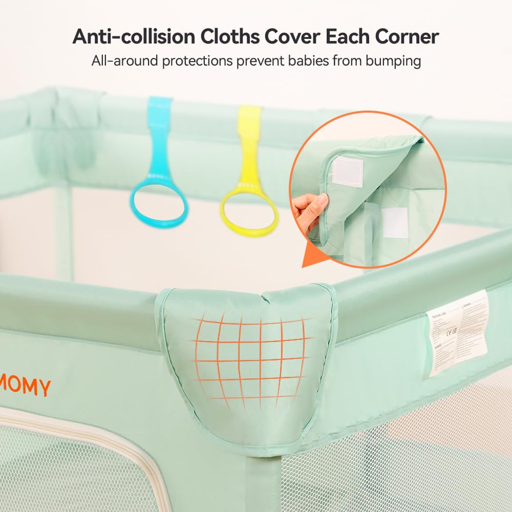 COMOMY Playpens for Babies and Toddlers, Small Baby Play Pens, Activity Center for Safe and Non-Slip Baby Fence, Full Mesh Design, Indoor & Outdoor Kids Activity Center (Dark Grey, 36"x36")