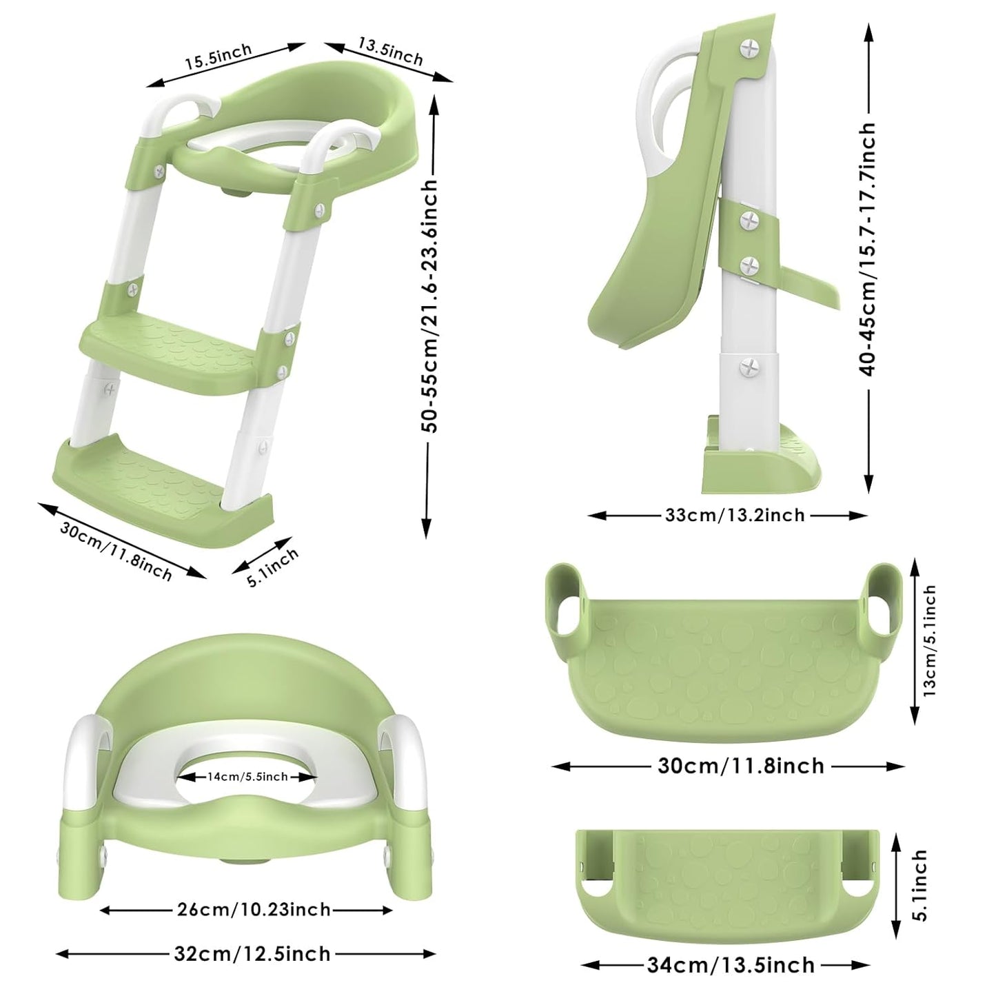 Potty Training Seat with Step Stool Ladder, Toddler Potty Training Toilet for Boys Kids, Potty Chair Adjustable Potty Seat for Toilet with Anti-Slip Wide Steps Splash Guard Safety Handles