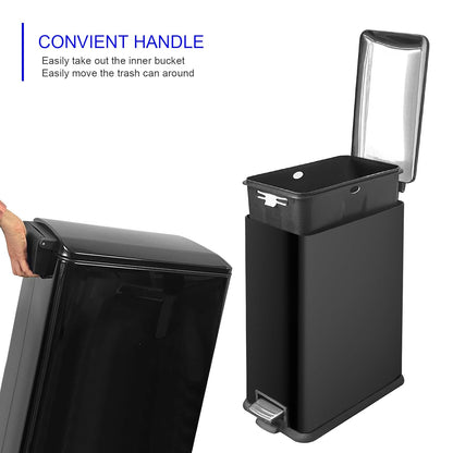 Diaper Pail, Airtight Odor Control Baby Diaper Bin with Childproof Lock, Stainless Steel Garbage Pail with lid, 15 Liter/ 4 Gallon Compact Nursery Trash Can with Removal Inner Liner, Blue