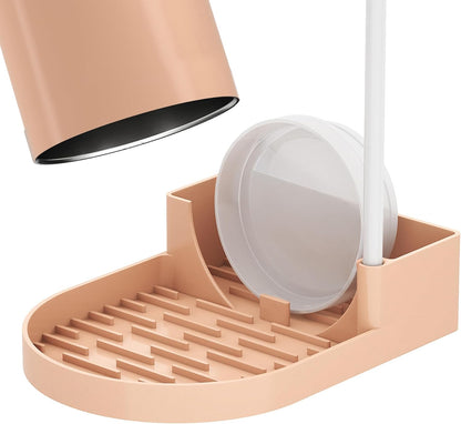 NiHome Silicone Water Bottle Drying Rack Compatible with Stanley Tumblers 20-40oz, Mugs, Wine Glasses, Compact Portable Cup Dryer Stand with Anti-Slip Base for Countertops, RVs & Travel (Cream)