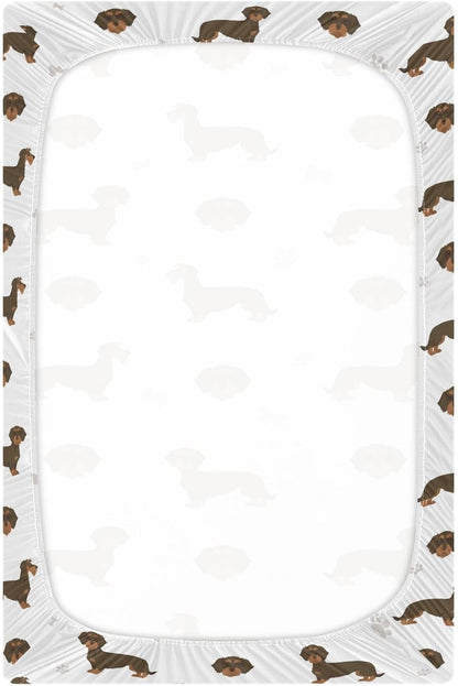 Fitted Crib Sheets White Bears with Clouds Stretchy Portable Playard Sheets for Baby Toddler, Breathable Soft Mini Crib Mattress 39 x 27 in for Boys and Girls