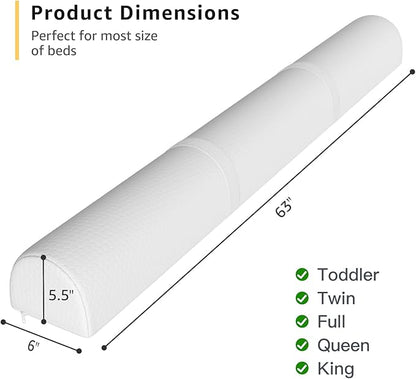 YENING 63" Extra Long Bed Bumpers for Toddlers Baby Foam Bed Guard Rail for Kids Bed Toddler Bed Bumper for Twin Full Queen King Size Bed, 1-Pack
