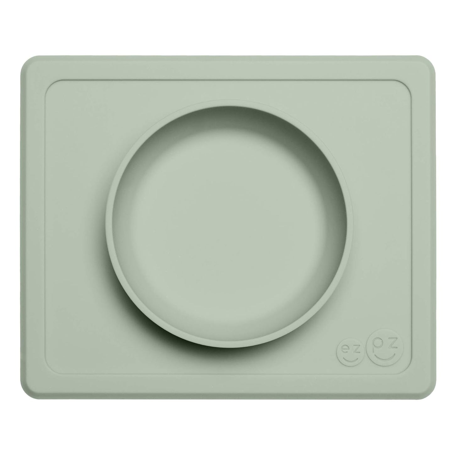 ezpz Mini Bowl (Pewter) - 12 Months+ - 100% Silicone Suction Placemat + Bowl for Toddlers - Comes with a Reusable Travel Bag