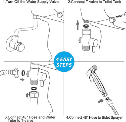 SKYBESS Bidet Sprayer for Toilet, Handheld Bidet Attachment Sprayer Set Bathroom Sprayer with Bidet Hose, Stainless Steel Durable Cloth Diaper Sprayer for Baby Wash Feminine Wash