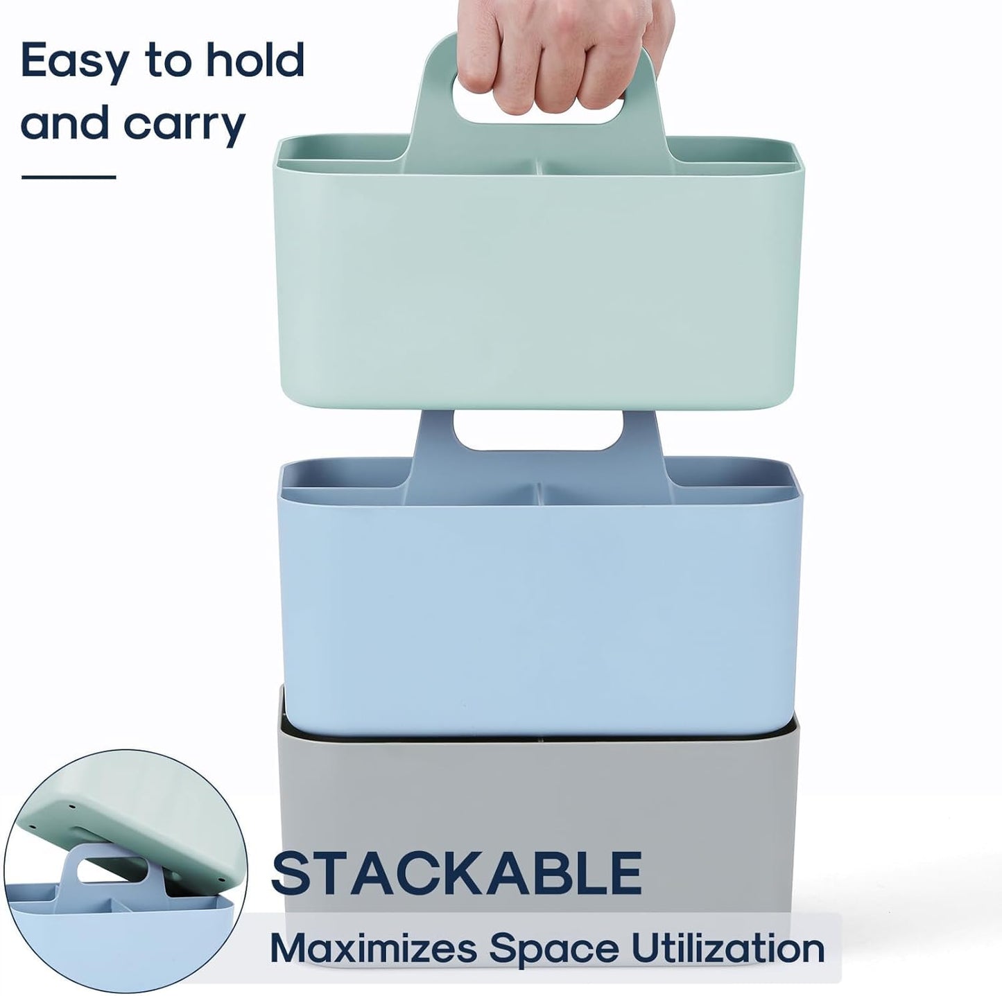 Multiuse Caddy Organizer with Handle, Portable Divided Plastic Tote Bin - Art Craft, Stationary Pen Marker Crayons, Makeup Hair Supplies Storage - Bathroom, Classroom, Dorm, Office, Desk Holder - Pink