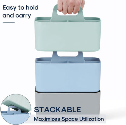 Multiuse Caddy Organizer with Handle, Portable Divided Plastic Tote Bin - Art Craft, Stationary Pen Marker Crayons, Makeup Hair Supplies Storage - Bathroom, Classroom, Dorm, Office, Desk Holder - Pink