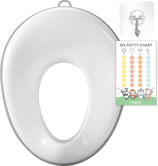 Lulyboo Toddler Potty Seat for Boys & Girls | Non-Slip, Splash Guard, Universal Fit, Includes Storage Hook & Potty Training Chart - Comfortable, Hygienic, Easy to Clean Potty Training Seat