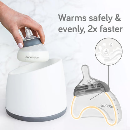 Nanobebe Breastmilk Bottle, Breastfeeding Newborn Breast Like, Anti Colic, Perfect Latch, Preserves Breast Milk nutrients, Twin-Pack Grey