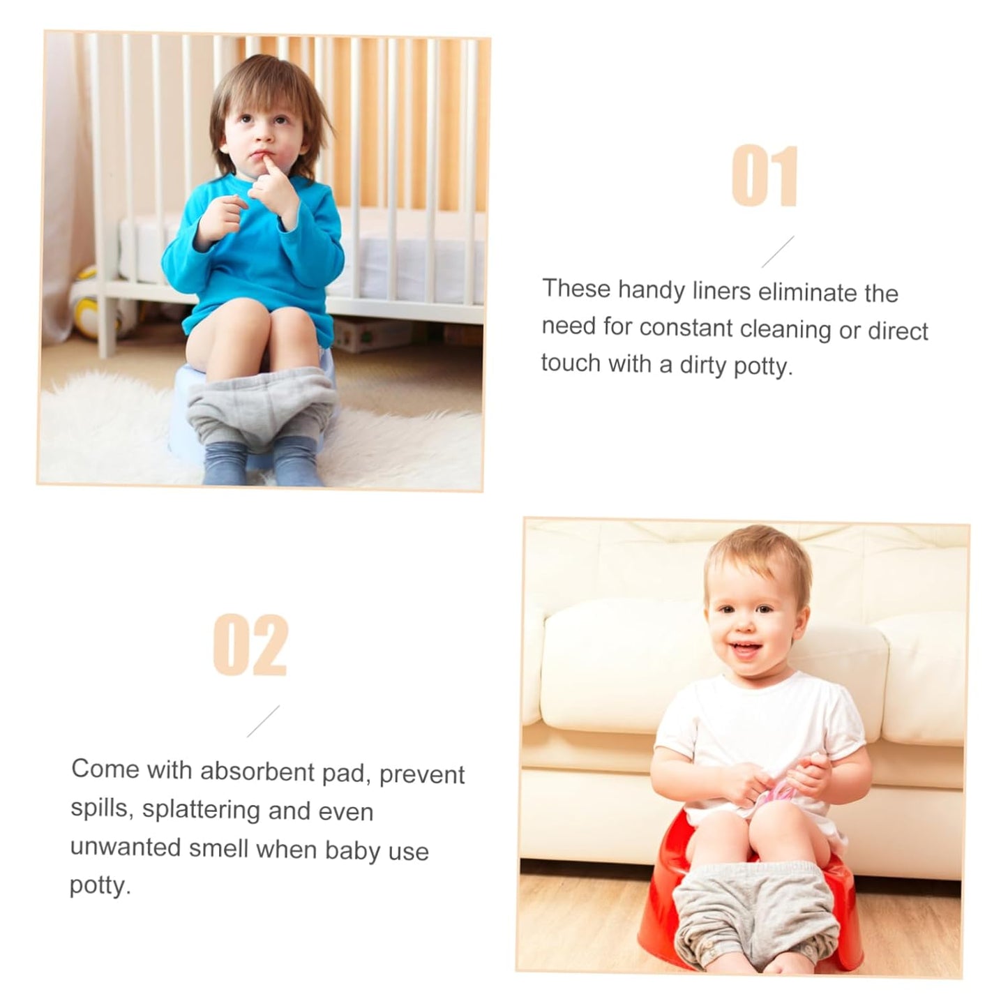 SAFIGLE Elastic Potty Liners 100 Pack Disposable Baby Toilet Trash Bags for Travel Portable Plastic Potty Chair Liners Bathroom Training