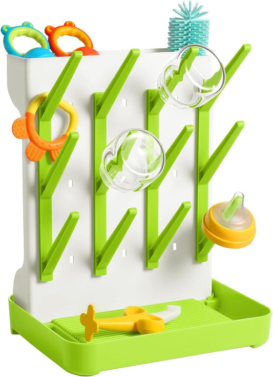 MeCids Baby Bottle Drying Rack, Vertical Standing Bottle Dryer Rack Holder, Space Saving Baby Bottle Drying Rack for Countertop - Holds Up to 12 Baby Bottles